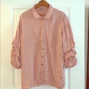 John Mark Button Down Ruffle Top